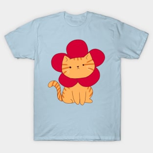 Orange cat flower illustration T-Shirt